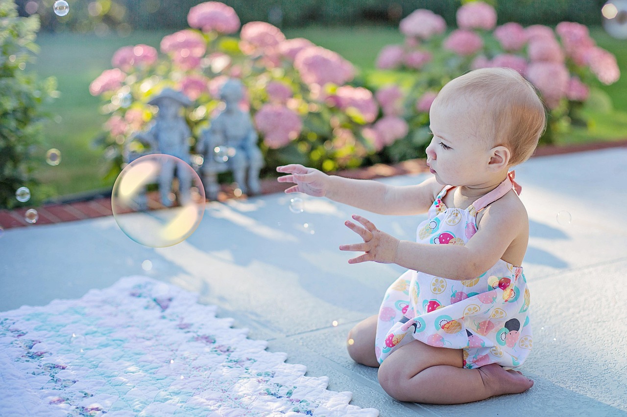 baby and bubbles